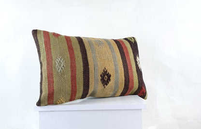 Kilim Pillow Cover 12x20 Turkish Handmade Sofa Couch Floor Lumbar Cushion E1038