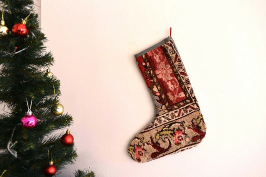 Kilim Christmas Stocking Vintage Rug Stocking Ethnic Decorative Xmas Socks S376