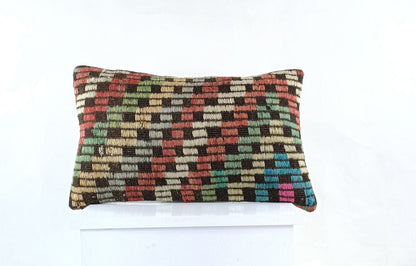 Kilim Pillow Cover 12x20 Turkish Handmade Sofa Couch Floor Lumbar Cushion E979