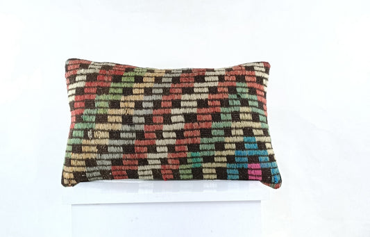 Kilim Pillow Cover 12x20 Turkish Handmade Sofa Couch Floor Lumbar Cushion E979