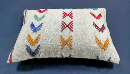 Kilim Pillow Cover 16x24 Tribal Vintage Turkish Carpet Lumbar Pillow Cover E54