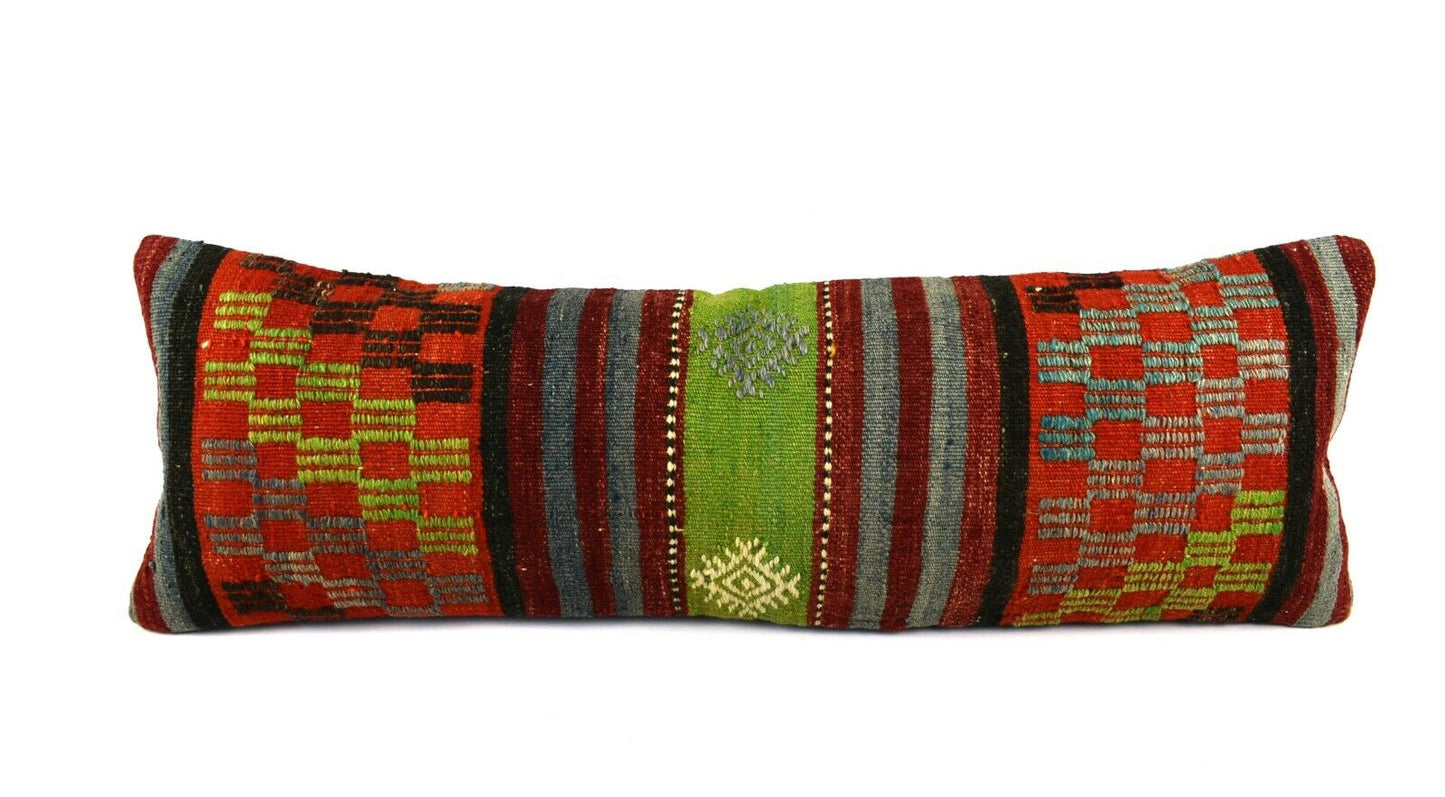 Kilim Pillow Cover 12x36 Handwoven Ethnic Vintage Handwoven Kilim Cushion A3241