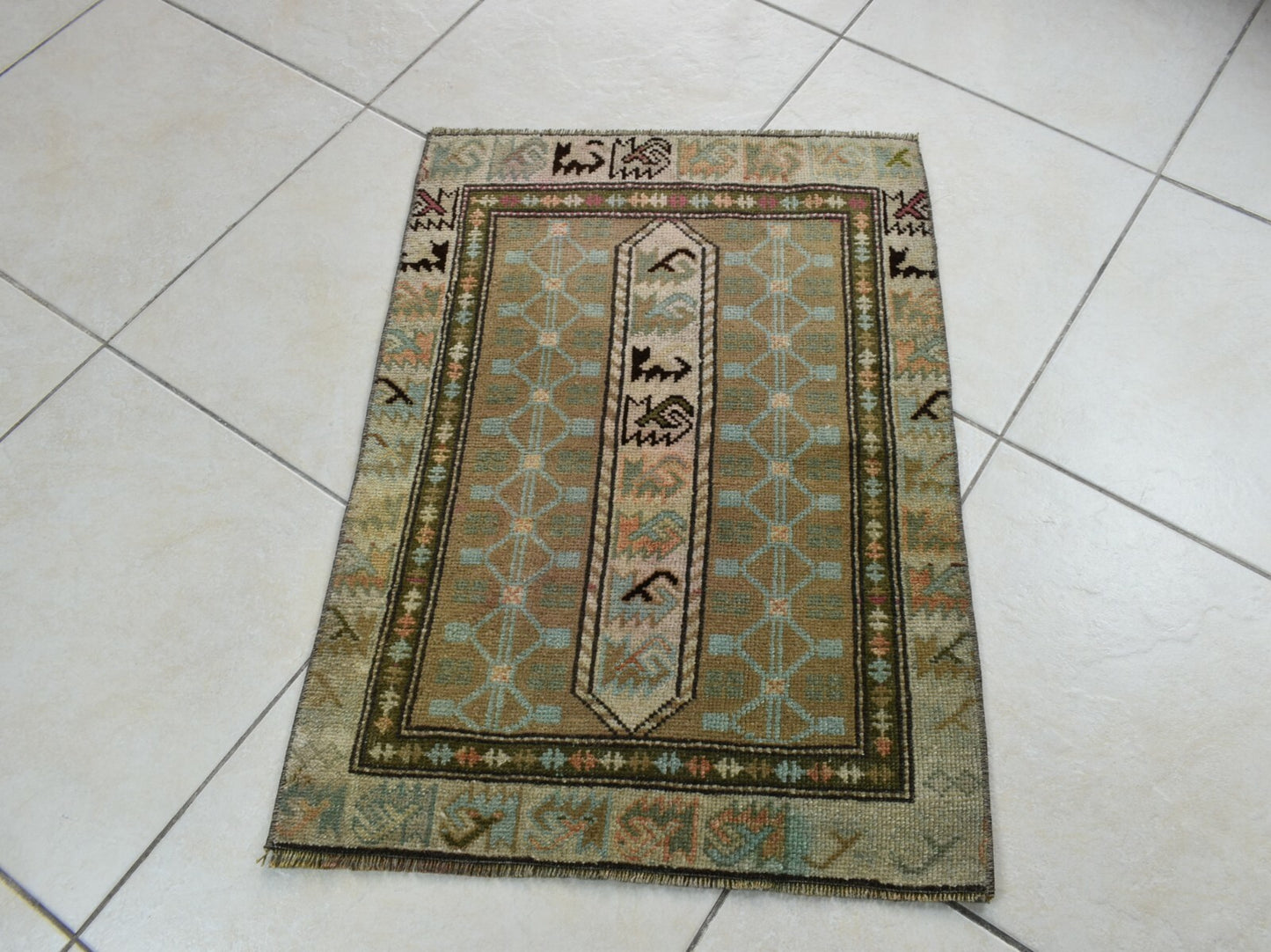 Turkish Runner 2.7x1.9 ft Mini Anatolian Rug Vintage Runner Turkish Runner Y104