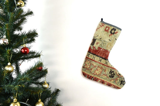 Kilim Christmas Stocking Vintage Rug Stocking Ethnic Decorative Xmas Socks S764