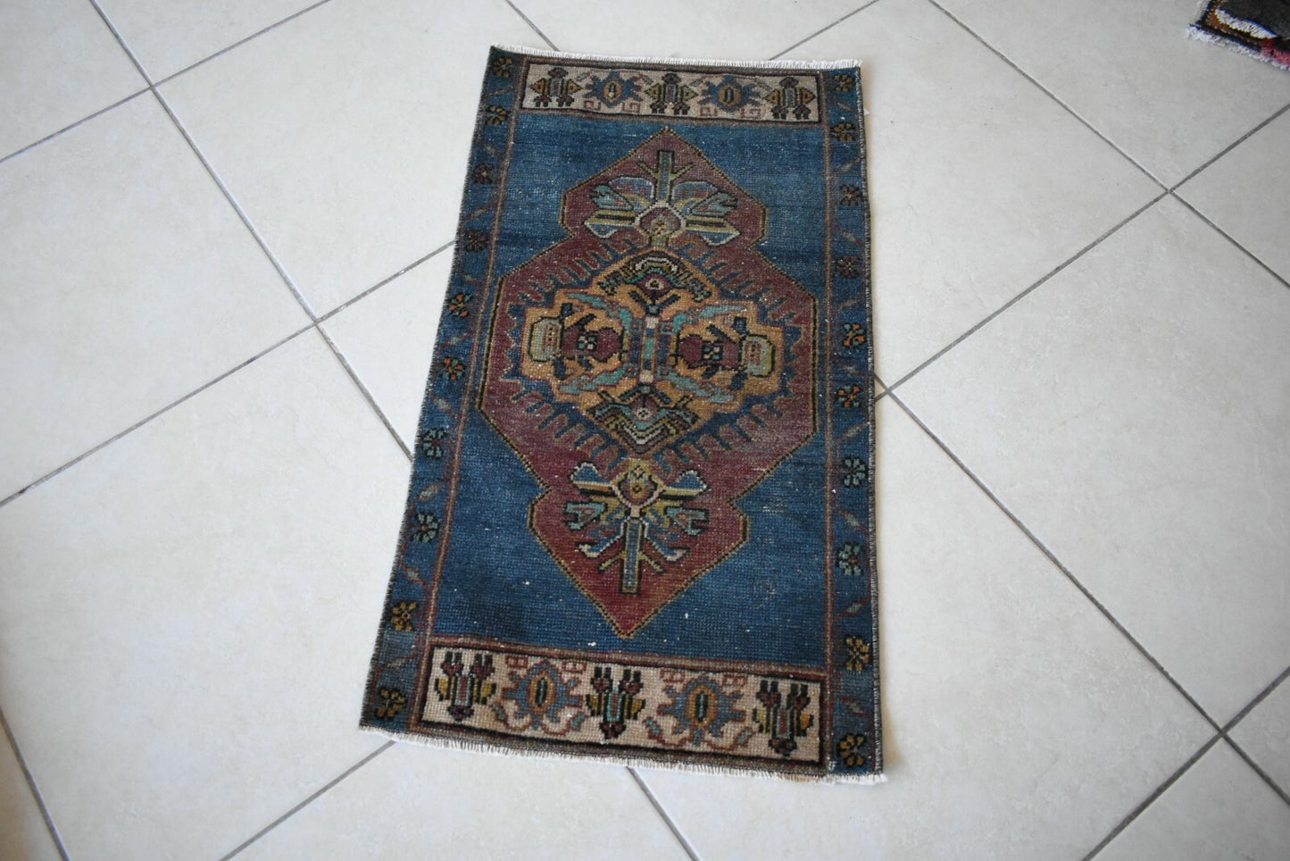 Anatolian Runner 2.6x1.4 ft Vintage Turkish Runner Oushak Runner Rug Y16