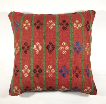 18"x18" Kilim Pillow Cover  Handmade Turkish Vintage Cushion Tribal Lumbar 219