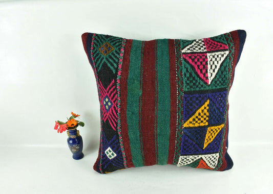 Kilim Pillow Cover 20x20 Home Decorative Handmade Ethnic Oushak Rug Pillow A1883