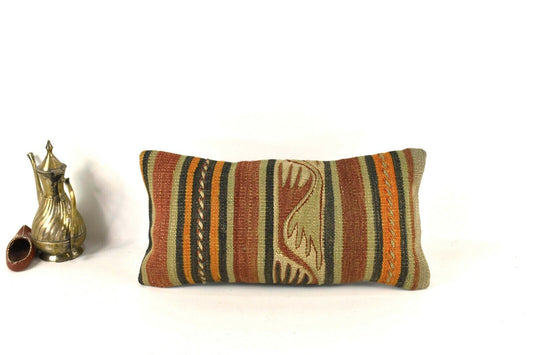 Kilim Pillow Cover 8x16 in Vintage Home Decorative Ethnic Lumbar Case A2284