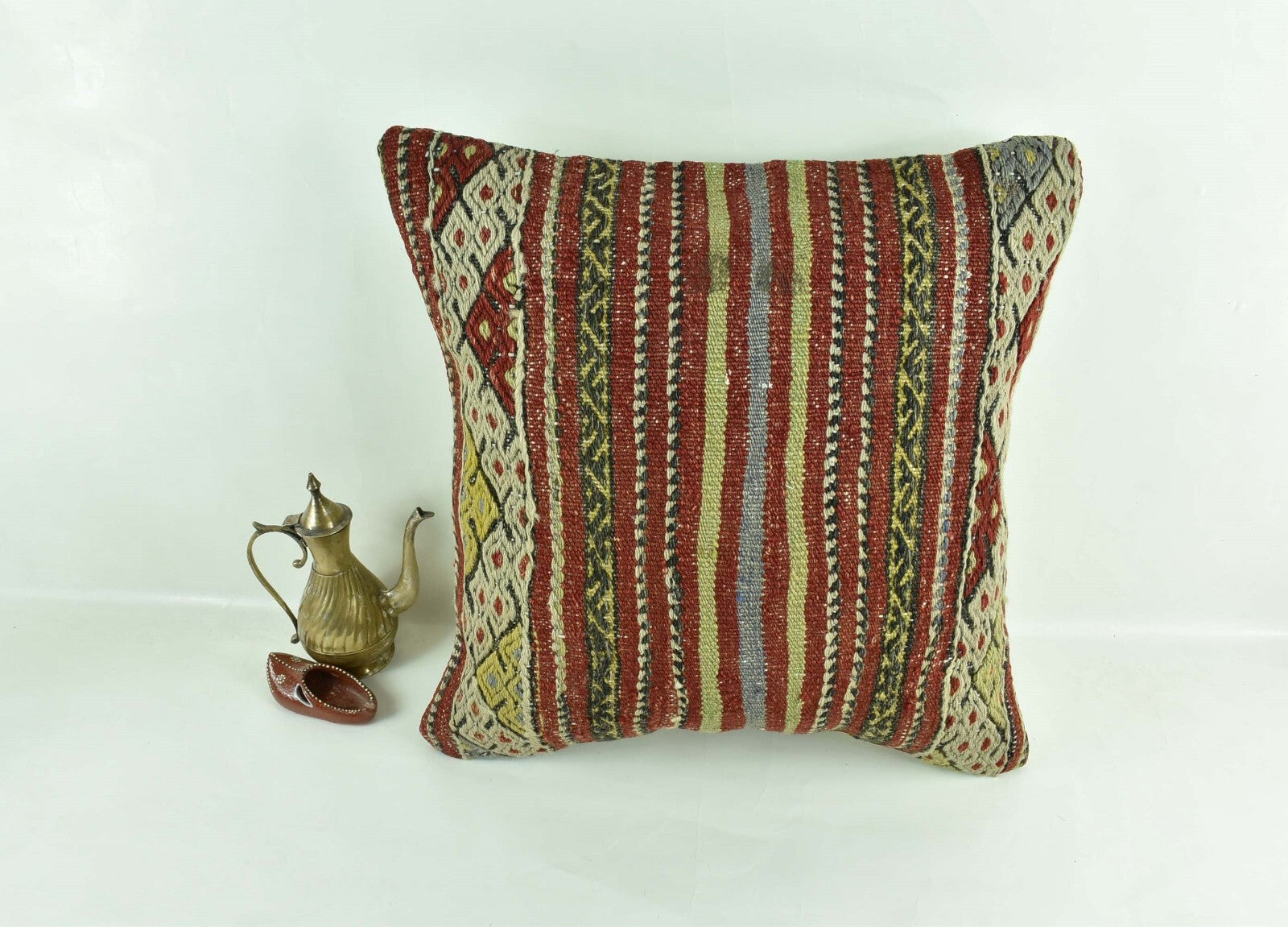 18"x18" Kilim Pillow Cover  Handmade Turkish Vintage Cushion Tribal Lumbar 2999