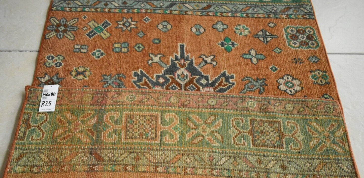 Oushak Runner 4.7x2.6 ft Handwoven Turkish Runner Vintage Runner Floor Rug R25