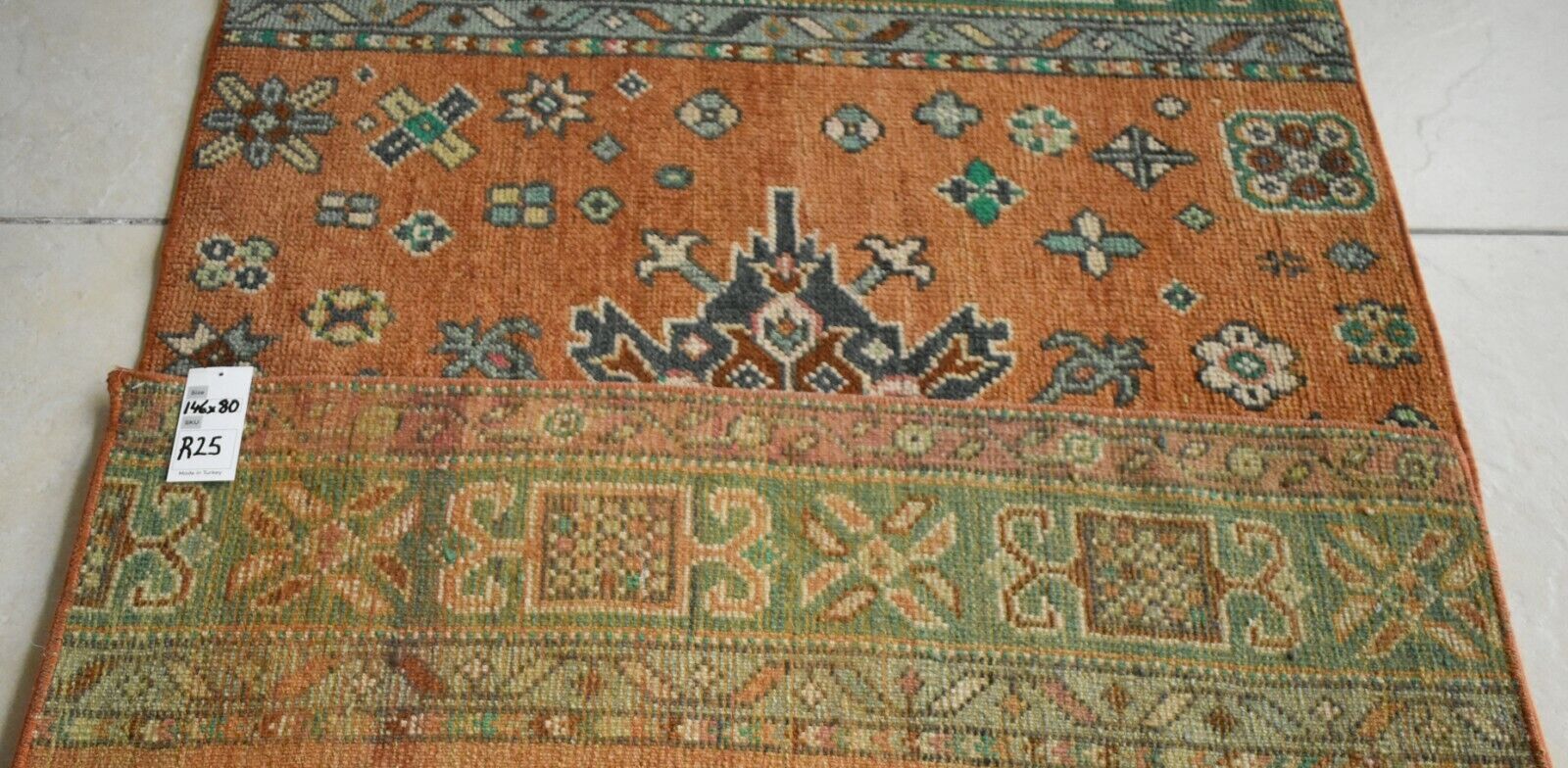 Oushak Runner 4.7x2.6 ft Handwoven Turkish Runner Vintage Runner Floor Rug R25