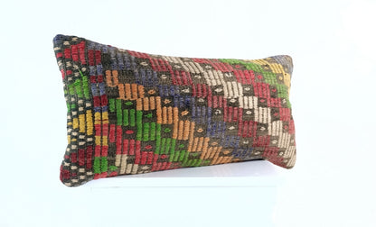 12x24 Kilim Lumbar Cushion Cover Turkish Tribal Vintage Ethnic Pillow E906
