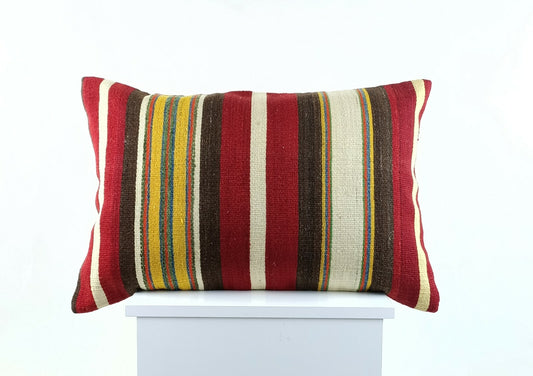 Kilim Pillow Cover 16x24 in Traditional Handmade Anatolian Lumbar Cushion A1476