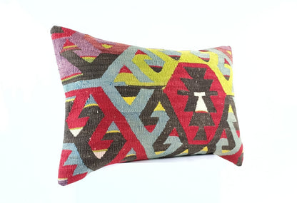 Kilim Pillow Cover 16x24 Tribal Vintage Turkish Carpet Lumbar Pillow Cover 1967
