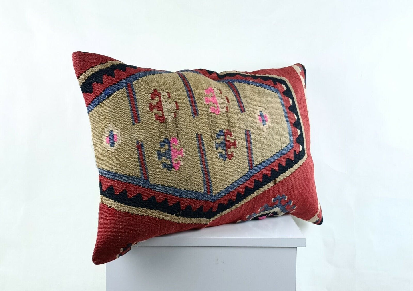 Kilim Pillow Cover 16x24 in Traditional Handmade Anatolian Lumbar Cushion A1497