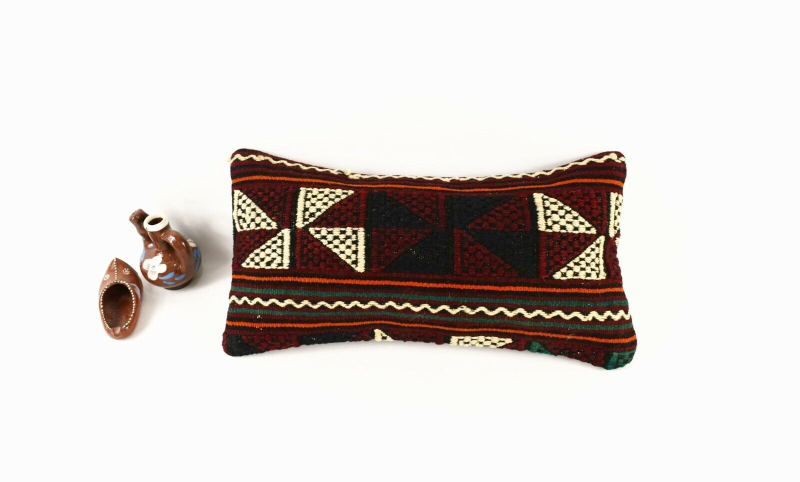 8x16 Kilim Pillow Cover Vintage Tribal Oushak Kilim Ethnic Lumbar Cover A2980