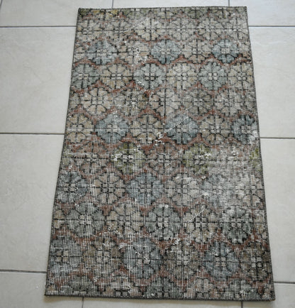 Vintage Runner 3.2x2 ft Small Turkish Runner Anatolian Floor Runner Rug R20