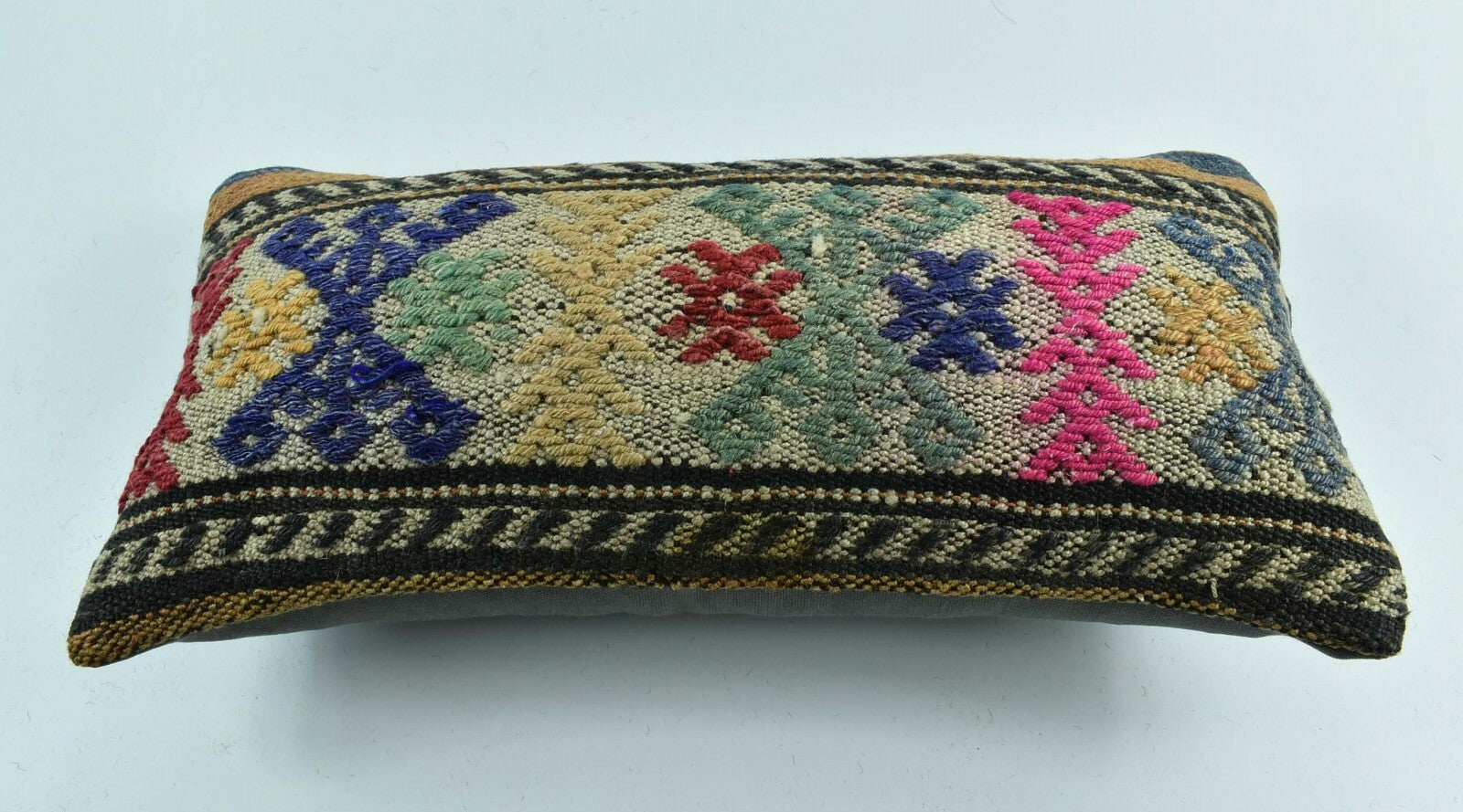 Kilim Lumbar Pillow Cover 10x20 Decorative Sofa Couch Handmade Cushion A1768