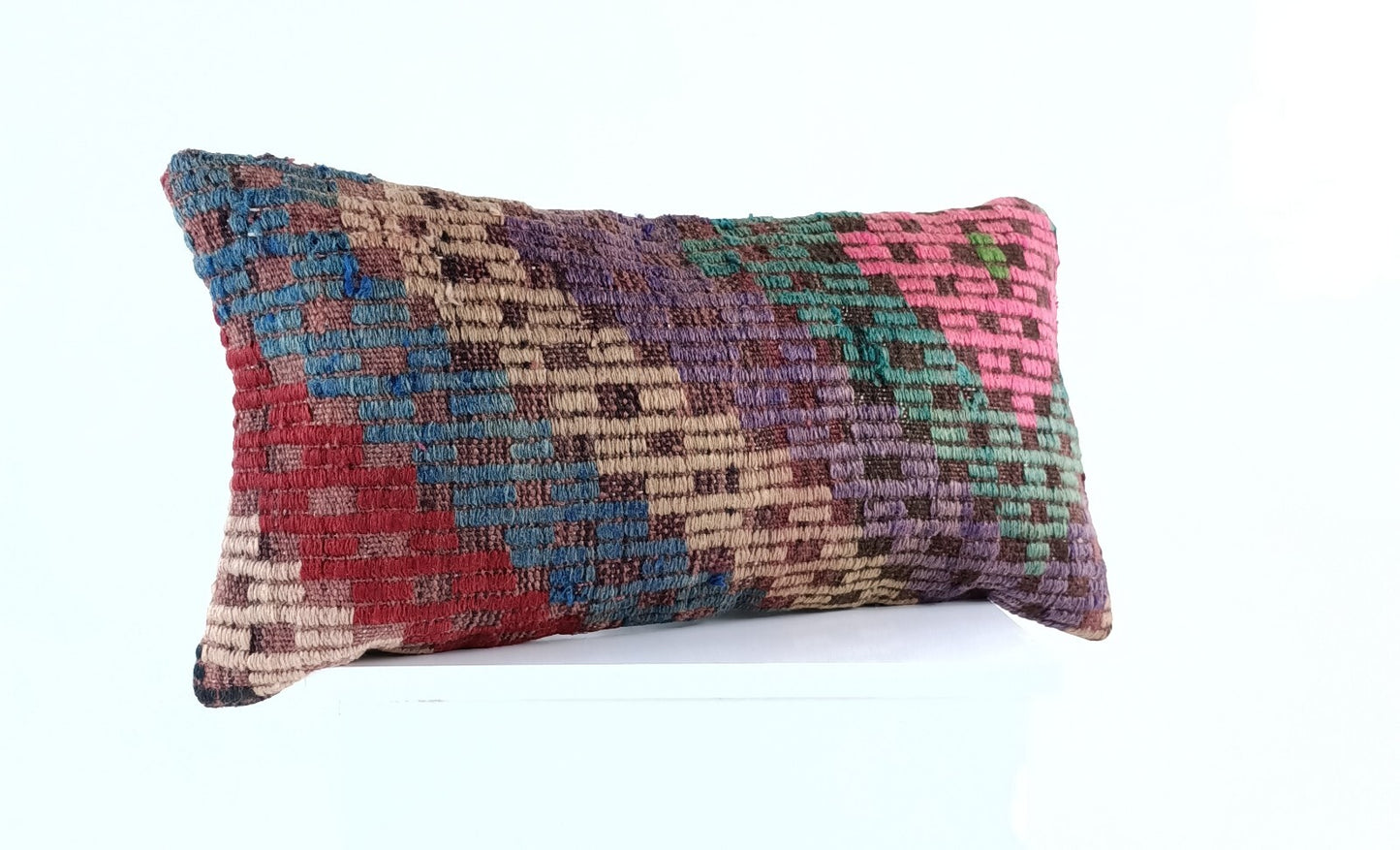 Handmade Turkish Kilim Pillow Cover 12x24 Ethnic Boho Sofa Lumbar Cushion E1022