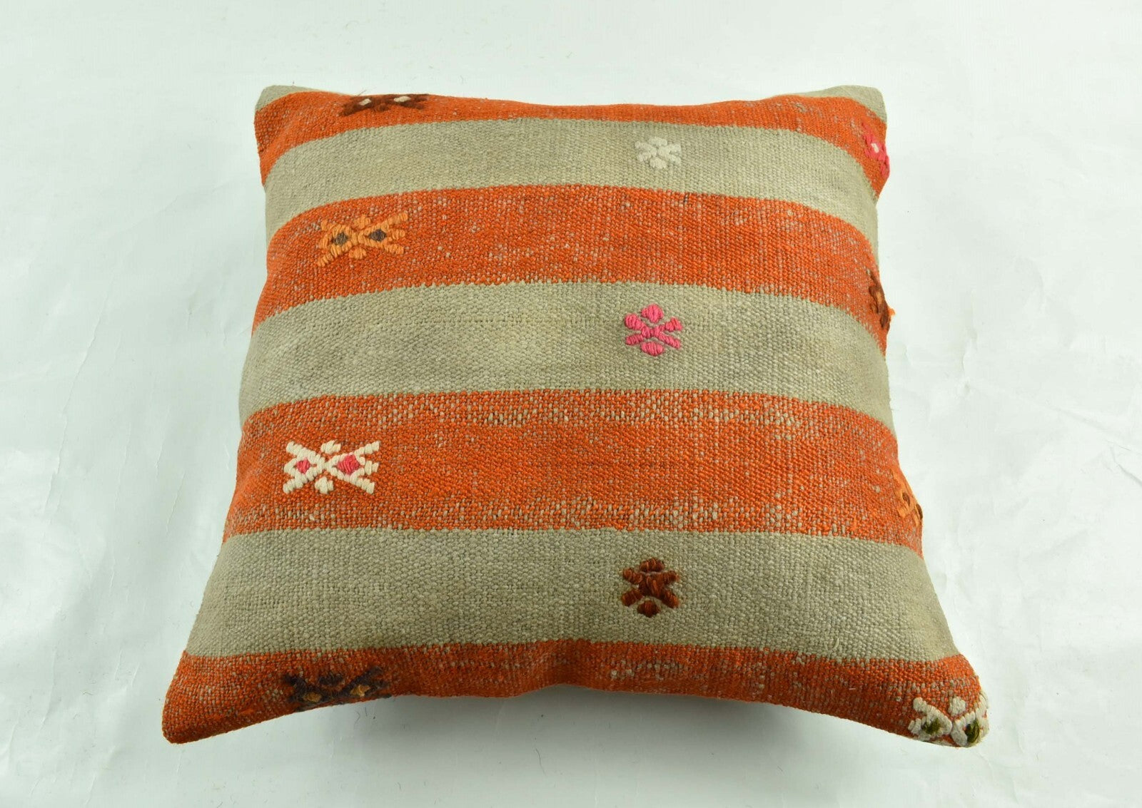 18"x18" Kilim Pillow Cover  Handmade Turkish Vintage Cushion Tribal Lumbar 3050