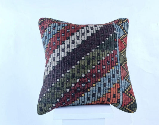 16x16 Ethnic Vintage Turkish Rug Pillow Cover Home Decorative Boho Cushion 1798