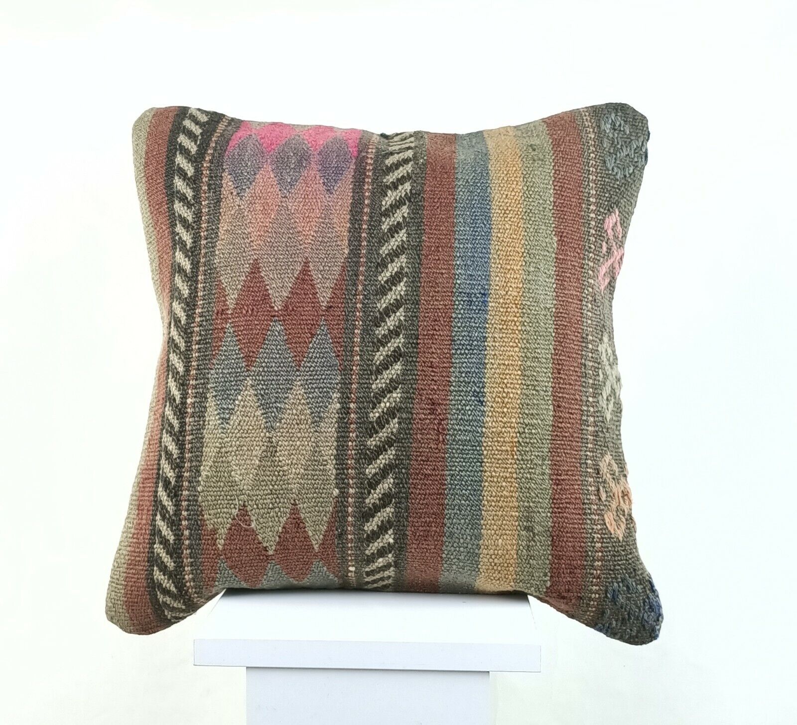 Kilim Pillow Cover 16x16 Oriental Traditional Handmade Bohemian Cushion A1123