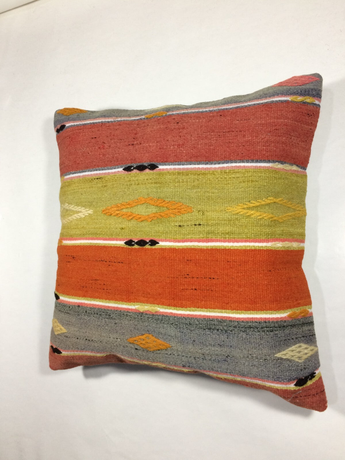 18"x18" Kilim Pillow Cover  Handmade Turkish Vintage Cushion Tribal Lumbar 728