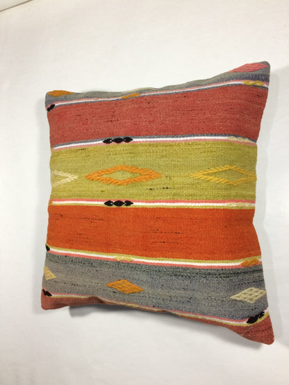 18"x18" Kilim Pillow Cover  Handmade Turkish Vintage Cushion Tribal Lumbar 728