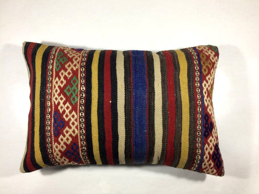 Kilim Pillow Cover 16x24 Tribal Vintage Turkish Carpet Lumbar Pillow Cover 297