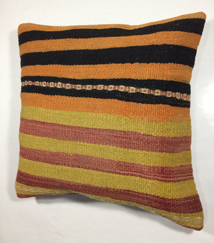 18"x18" Kilim Pillow Cover  Handmade Turkish Vintage Cushion Tribal Lumbar 719
