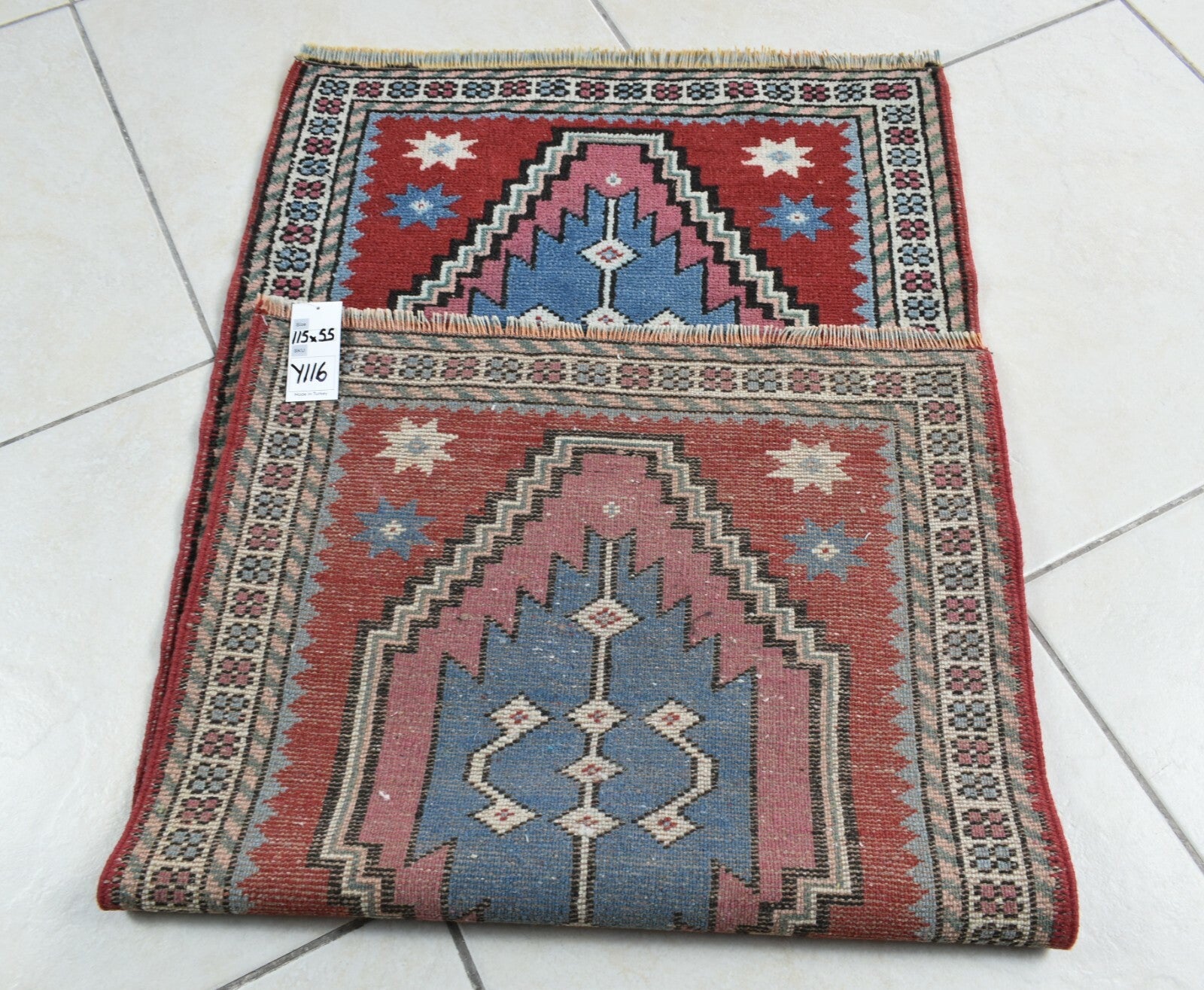 Turkish Runner 3.7x1.8 ft Mini Anatolian Rug Vintage Runner Turkish Runner Y116