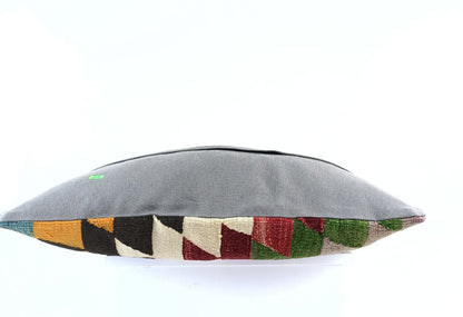 Kilim Pillow Cover 16x24 Tribal Vintage Turkish Carpet Lumbar Pillow Cover 1958