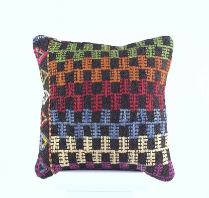  Turkish Kilim Pillow Cover 16x16 Home Decorative Wool Handmade Rug Cushion A501