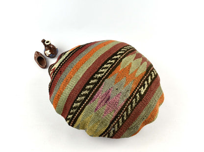 Kilim Round Pillow Cover 18" in Tribal Vintage Turkish Carpet Round Cushion 4950