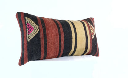 12x24 Kilim Lumbar Cushion Cover Turkish Tribal Vintage Ethnic Pillow E901
