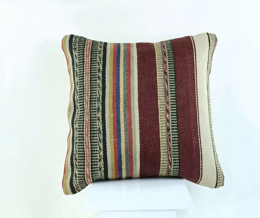 Oushak Kilim Pillow 16x16 Handmade Vintage Decorative Bohemian Sofa Cushion A677