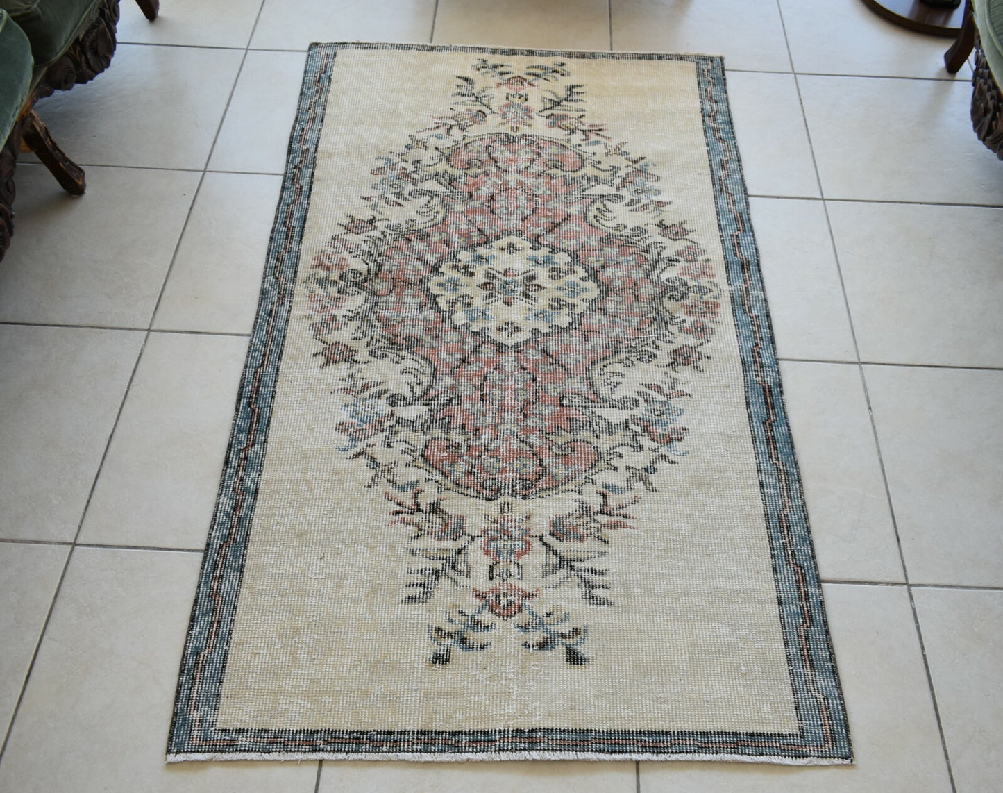 Small Turkish Runner 5.2x3 ft Vintage Runner Hallway Runner Handwoven Rug R46