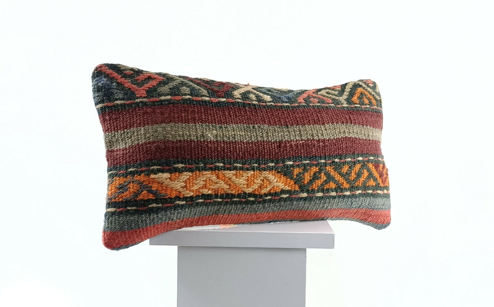 8"x16" Kilim Pillow Cover Turkish Handmade Home Decorative Neck Lumbar E718