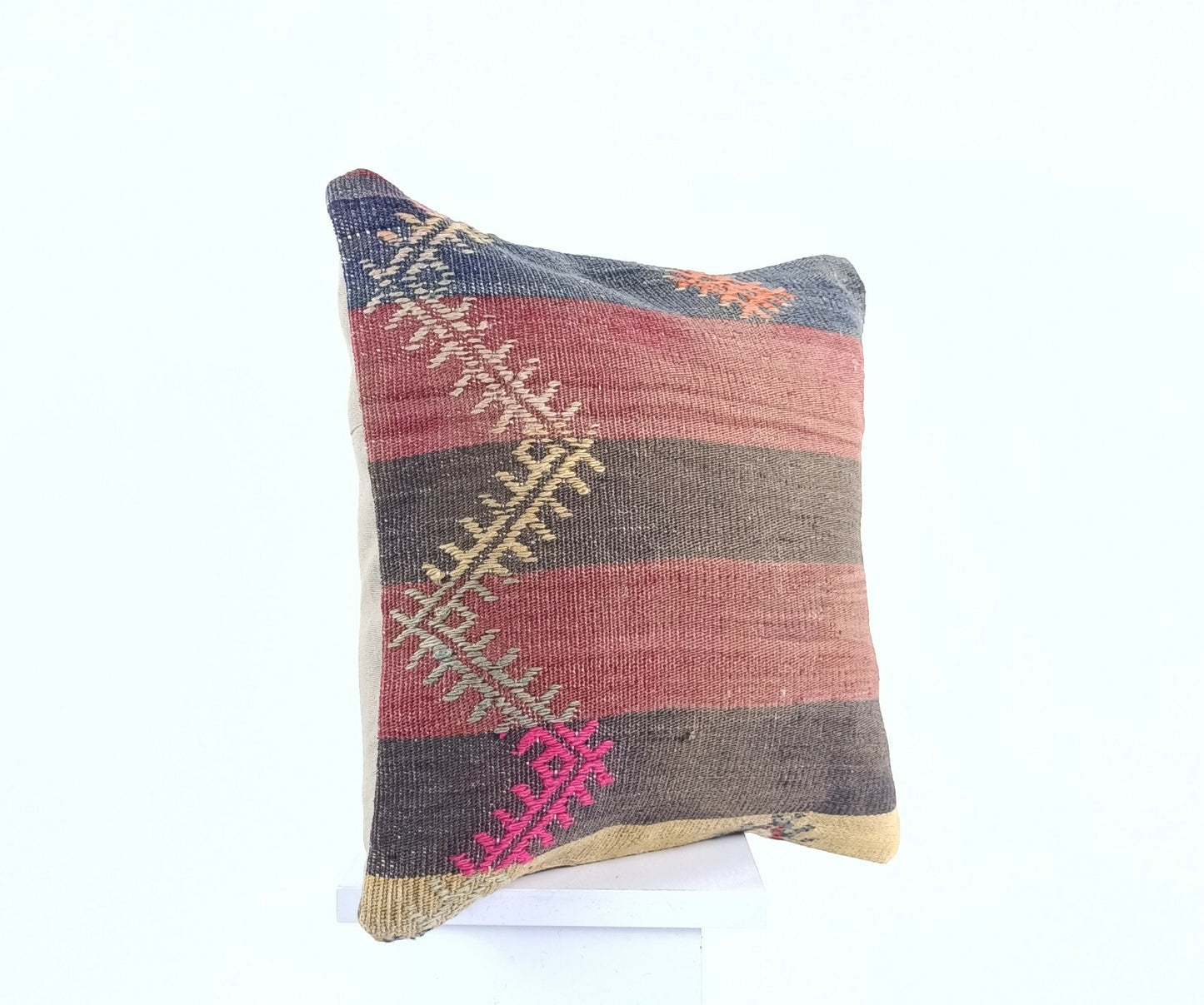  Turkish Kilim Pillow Cover 16x16 Home Decorative Wool Oushak Rug Cushion A516