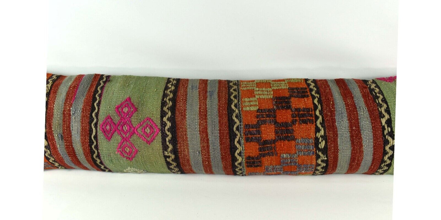 12x48 Vintage Rug Pillow Cover Handwoven Kilim Lumbar Pillow Cover 4032