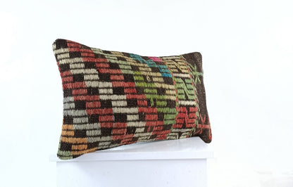 Kilim Pillow Cover 12x20 Turkish Handmade Sofa Couch Floor Lumbar Cushion E1063