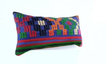 Handmade Turkish Kilim Pillow Cover 12x24 Ethnic Boho Sofa Lumbar Cushion E991