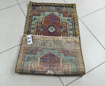 3.2x1.4 ft Anatolian Runner Small Vintage Rug Oushak Runner Mini Turkish Rug Y87