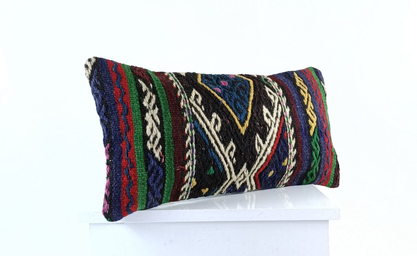 10x20 Kilim Lumbar Pillow Cover Vintage Ethnic Oushak Kilim Pillow Cover E1112