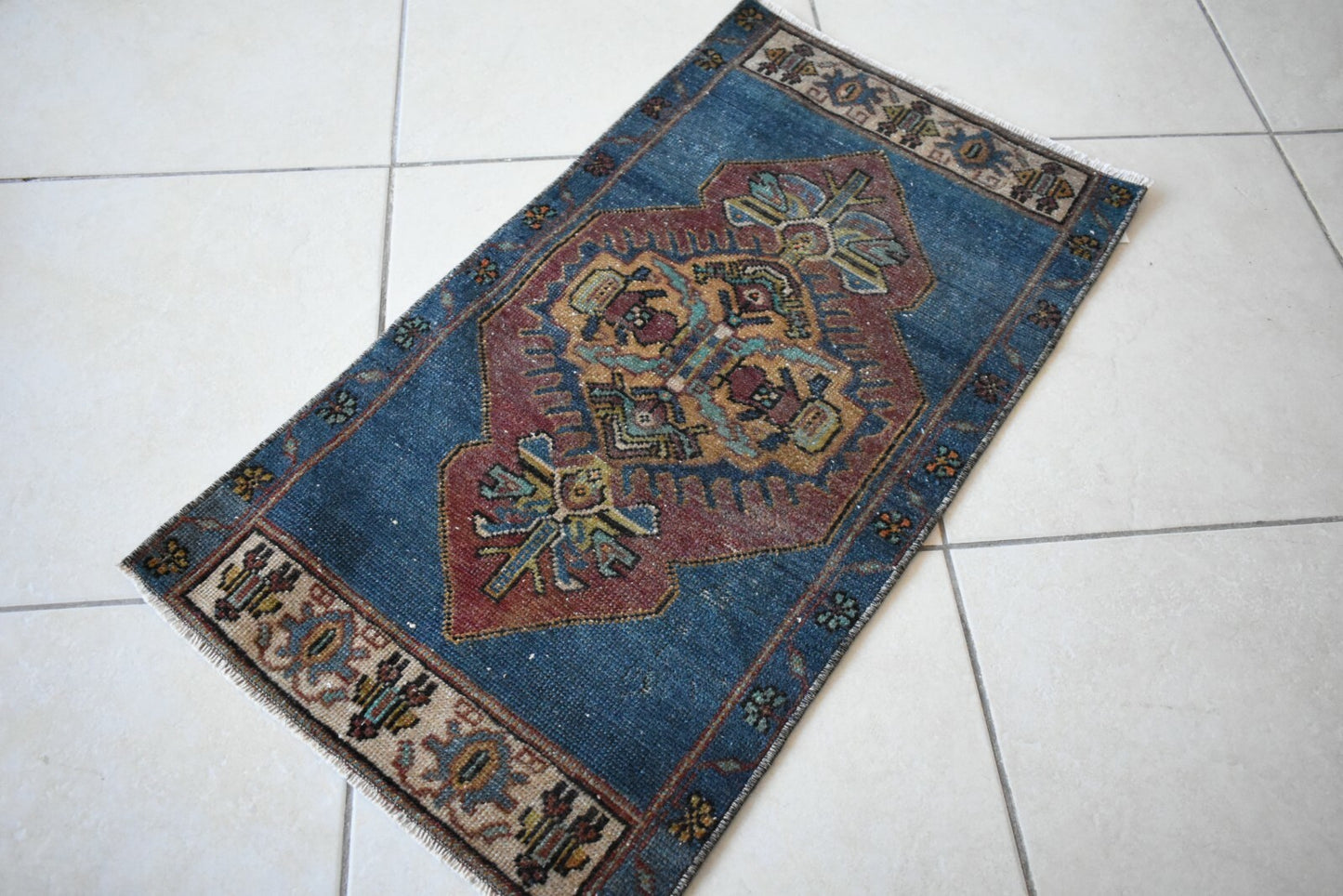 Anatolian Runner 2.6x1.4 ft Vintage Turkish Runner Oushak Runner Rug Y16