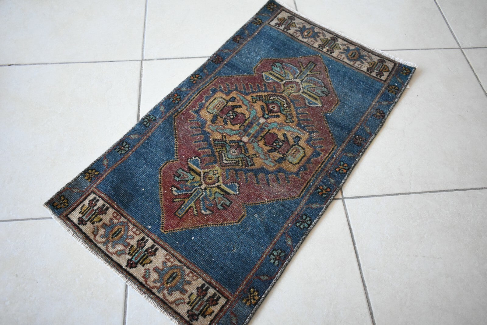 Anatolian Runner 2.6x1.4 ft Vintage Turkish Runner Oushak Runner Rug Y16