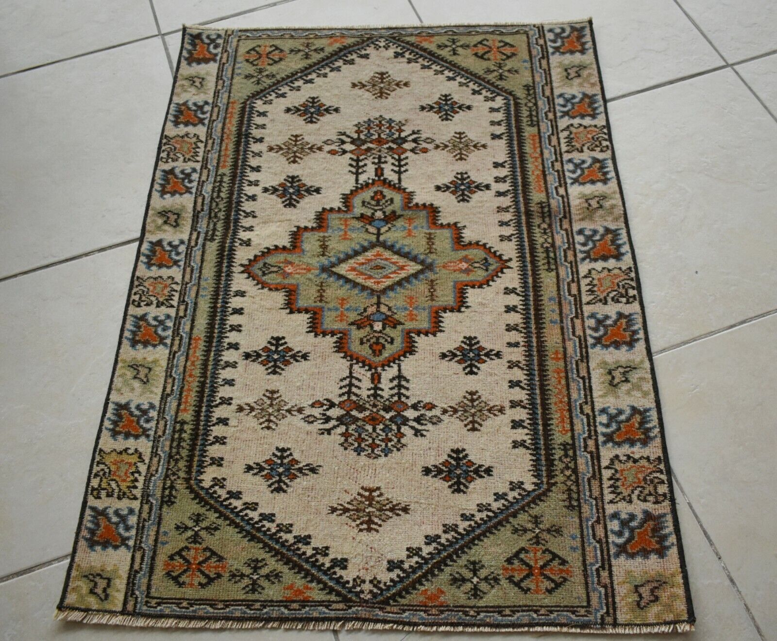 Oushak Runner 3.1x2.2 ft Handwoven Turkish Runner Vintage Runner Floor Rug R27