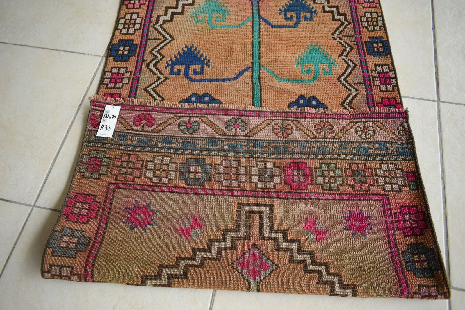 Long Turkish Runner 5.6x2.4 ft Vintage Runner Hallway Runner Handwoven Rug R33