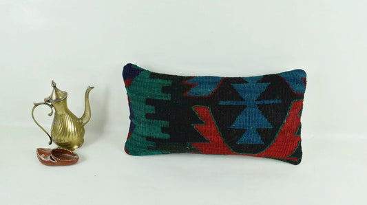 Turkish Cushion Cover 8"x16" Handmade Vintage Boho Ethnic Throw Pillow Case 3140