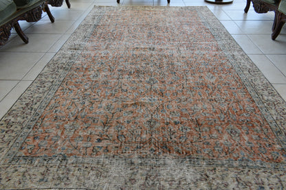 Large Turkish Rug 8.6x4.7 ft Vintage Rug Faded Oushak Rug Living Room Carpet B24